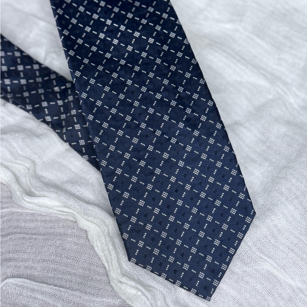 Zegna Navy Blue Patterned Tie